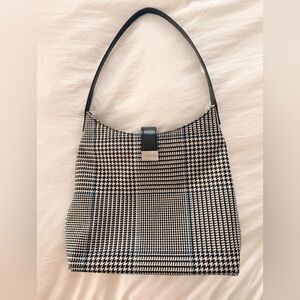 Ralph Lauren Y2K Black and White Houndstooth Shoulder Bag